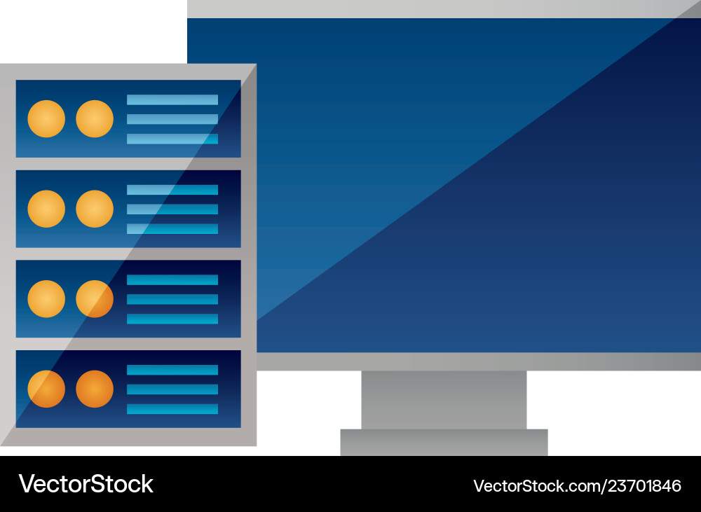 Computer monitor and case vector image