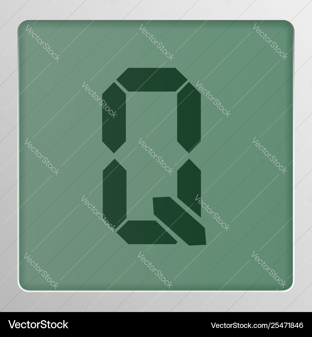 Digital character set typeface on a screen vector image