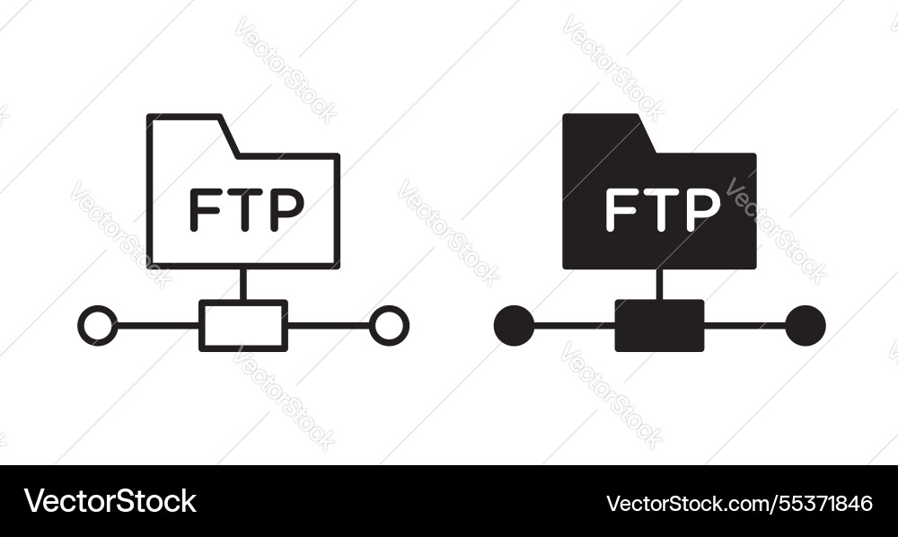 Ftp icon set in thin line for web Ftp icon set in thin line for web vector image