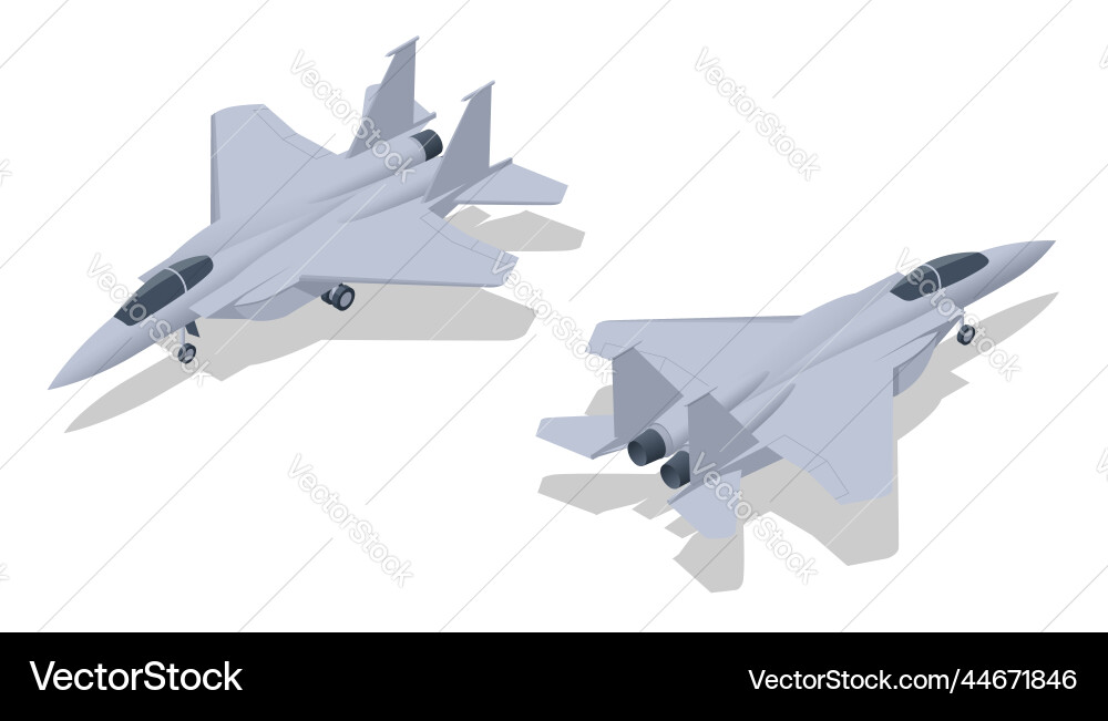 Isometric F-15 Eagle Jet Vector Image