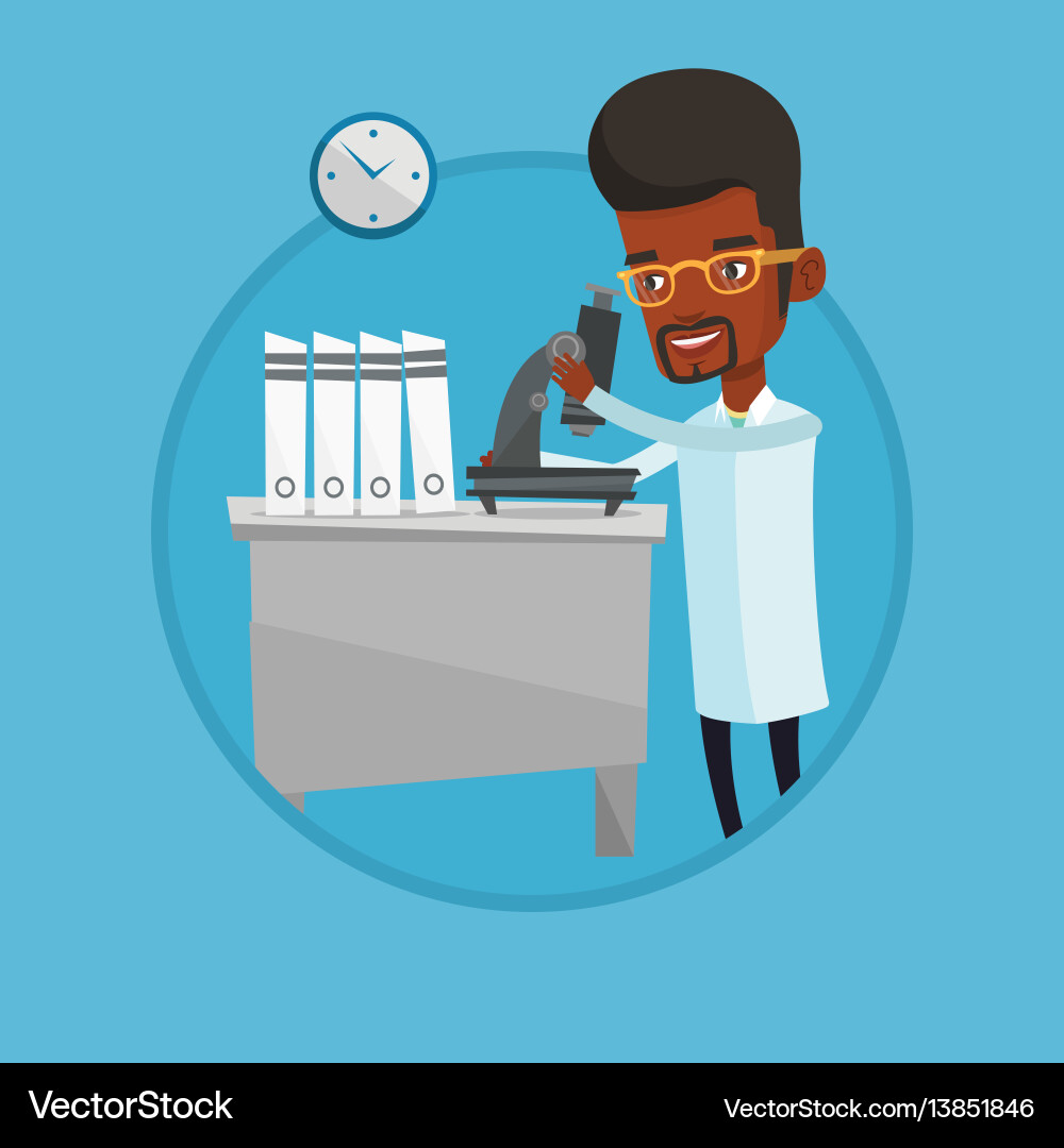 Laboratory assistant with microscope Laboratory assistant with microscope Vector Image