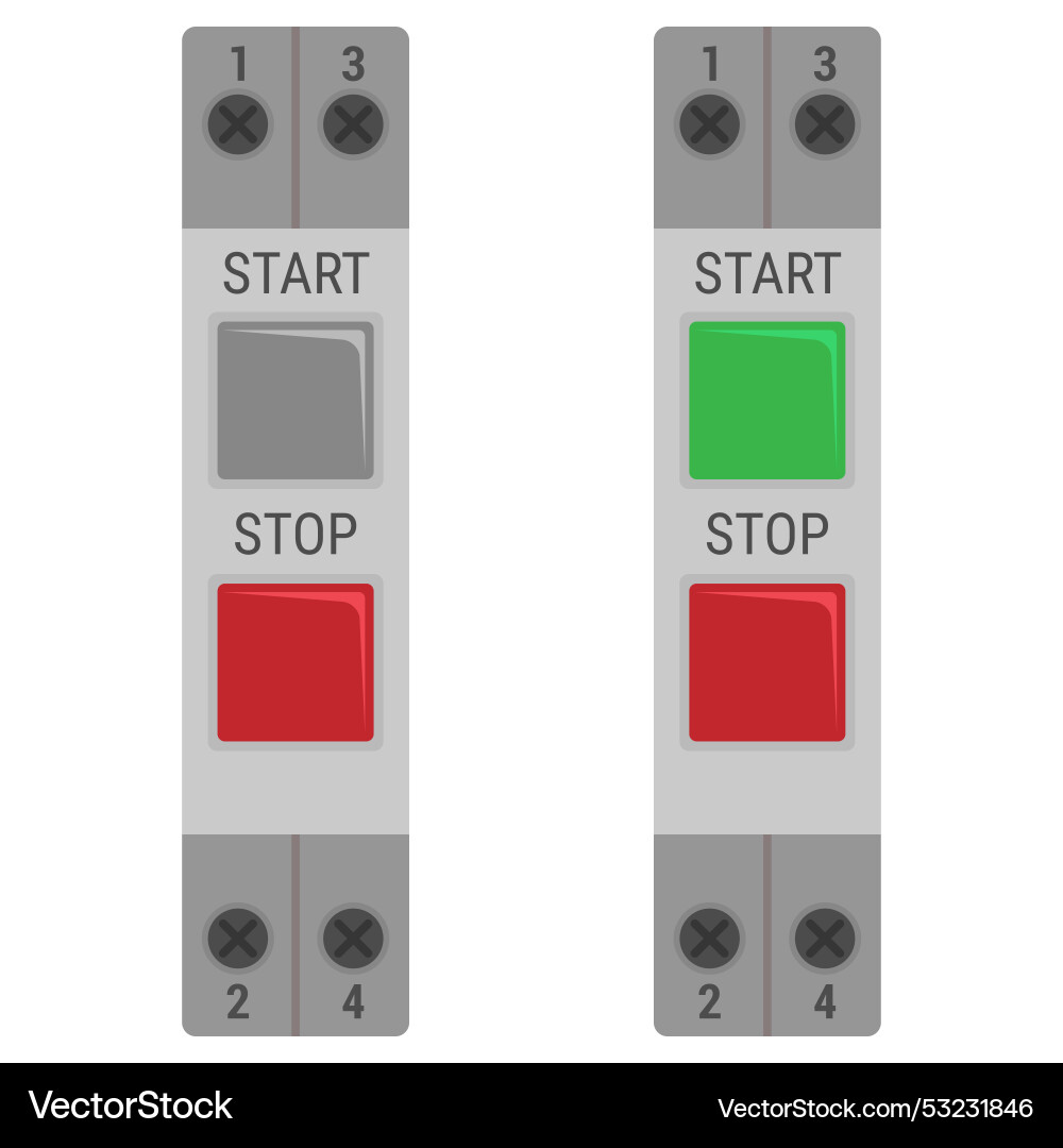 Module with control buttons for din rail mounting vector image