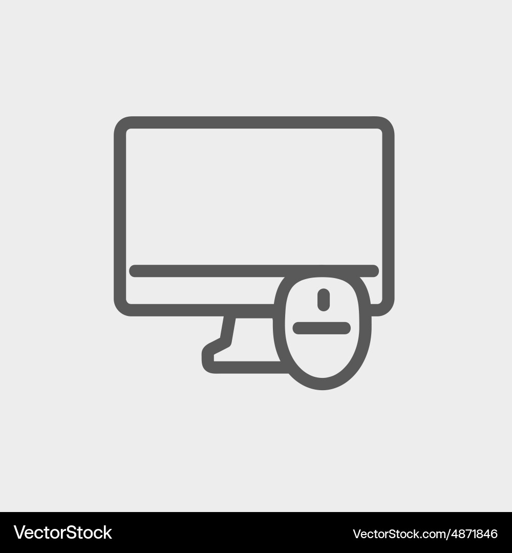 Monitor and computer mouse thin line icon vector image