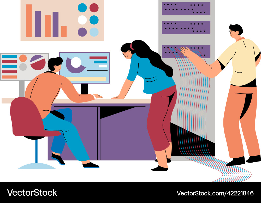 Office team working on project brainstorming Office team working on project brainstorming vector image