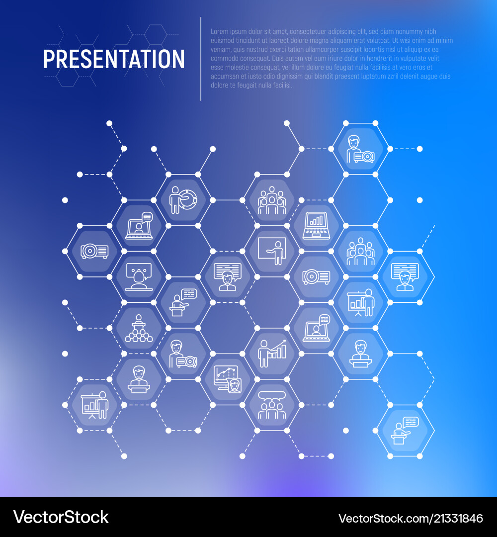 Presentation concept in honeycombs Presentation concept in honeycombs vector image