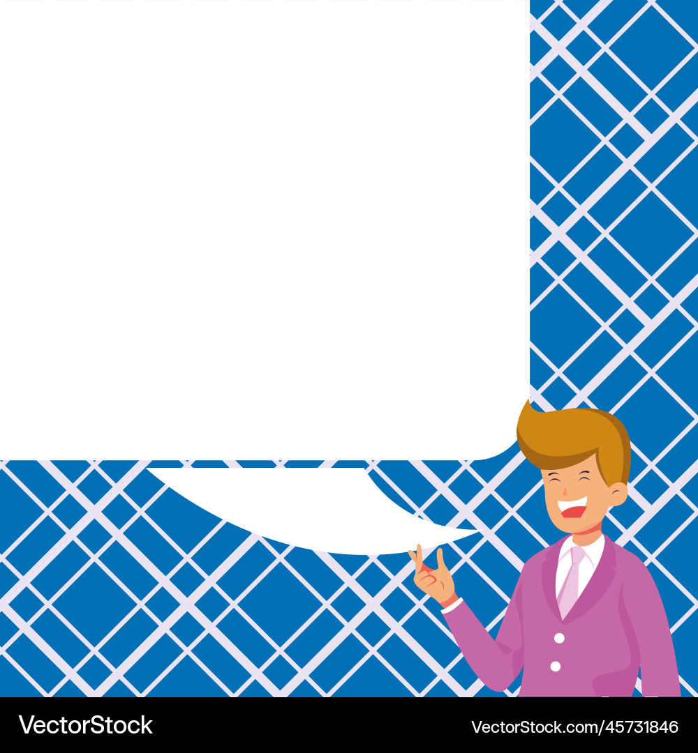 Presenter with conversation bubble showing new Presenter with conversation bubble showing new Vector Image
