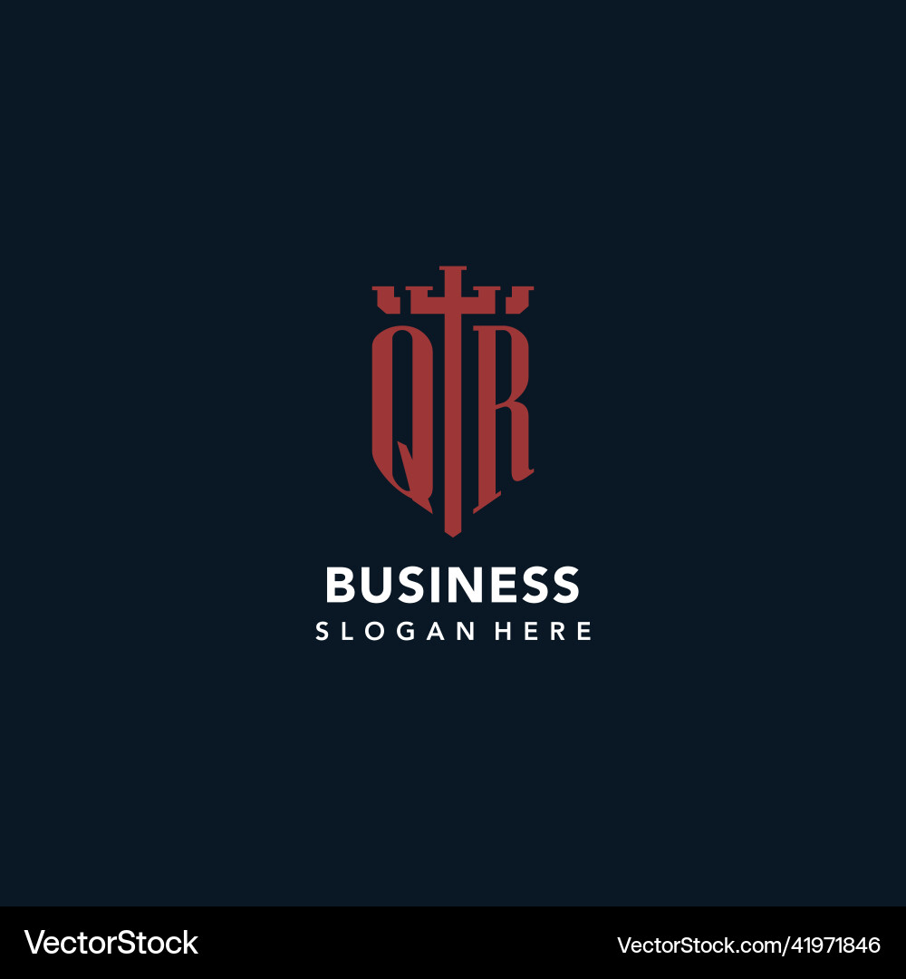 Qr initial monogram logos with sword and shield Qr initial monogram logos with sword and shield Vector Image