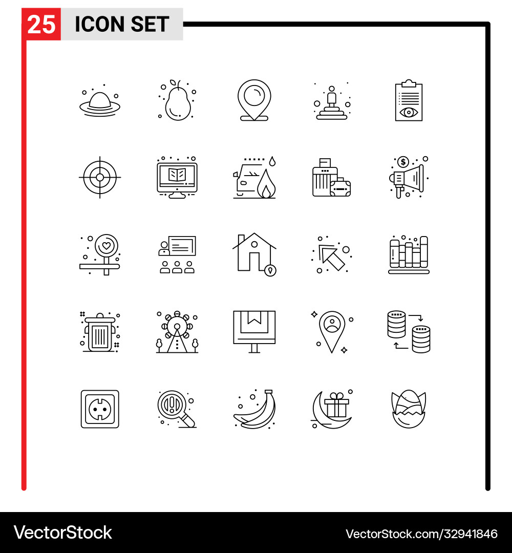Set 25 lines on grid for check professional Vector Image
