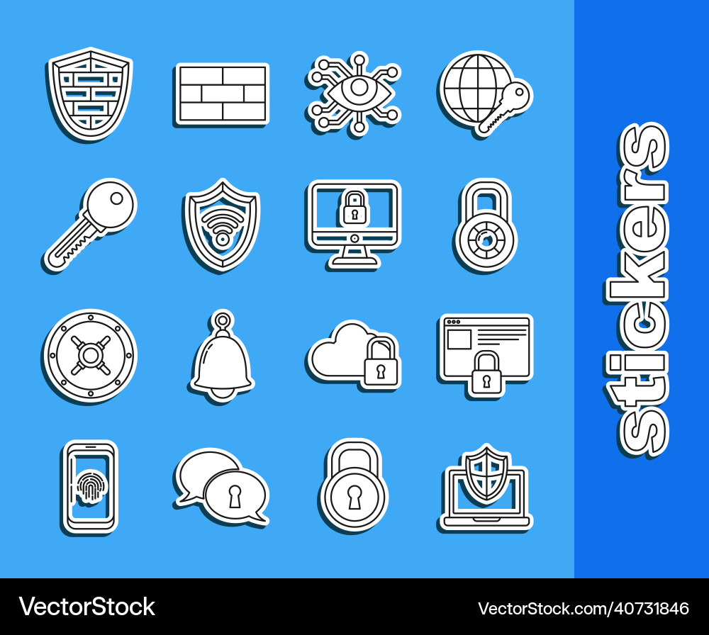 Set line laptop protected with shield ssl safe Set line laptop protected with shield ssl safe Vector Image