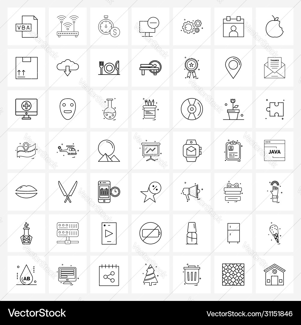 Simple set 49 line icons such as hardware vector image