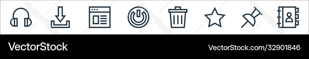 Web essentials line icons linear set quality Web essentials line icons linear set quality vector image