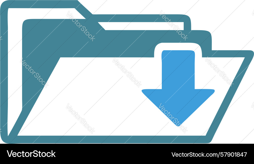 Blue folder download icon secure data archiving Vector Image