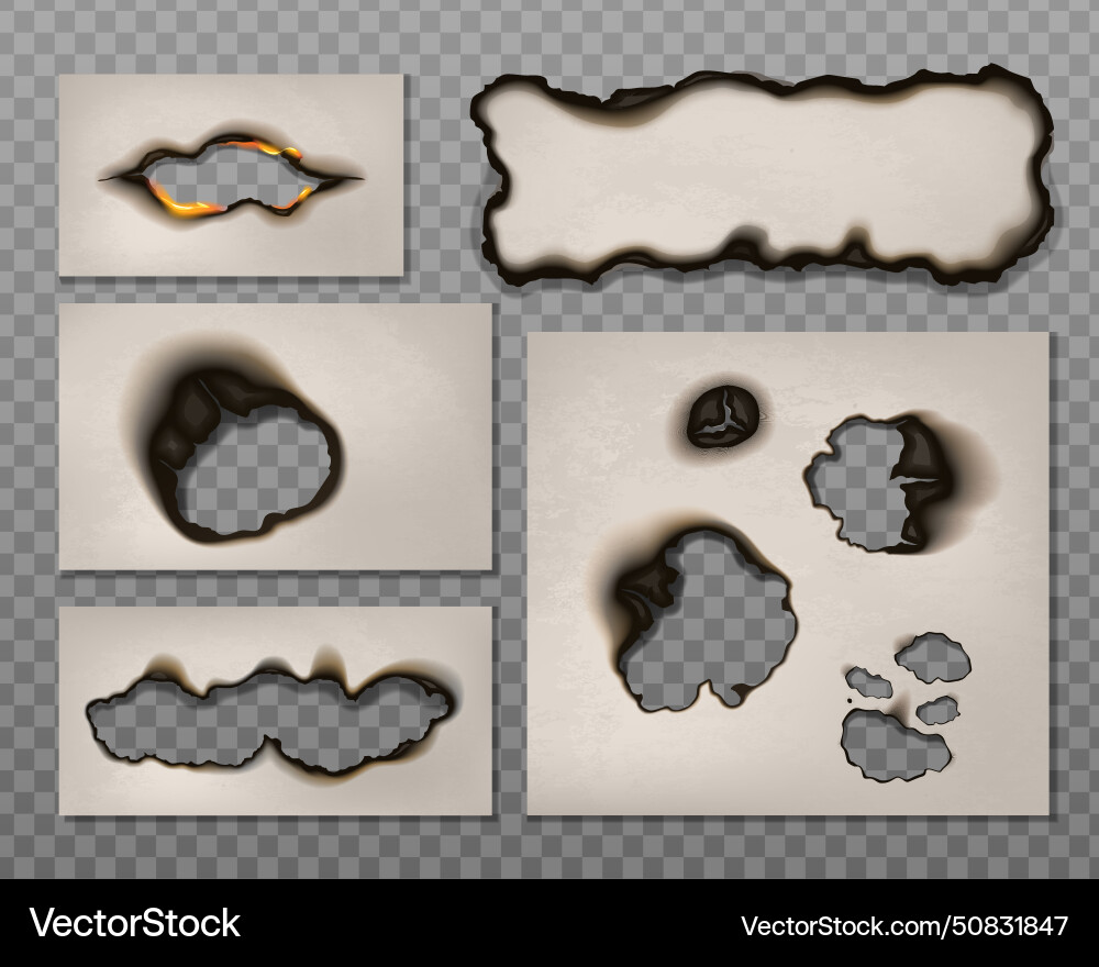 Burnt paper spots set Royalty Free Vector Image
