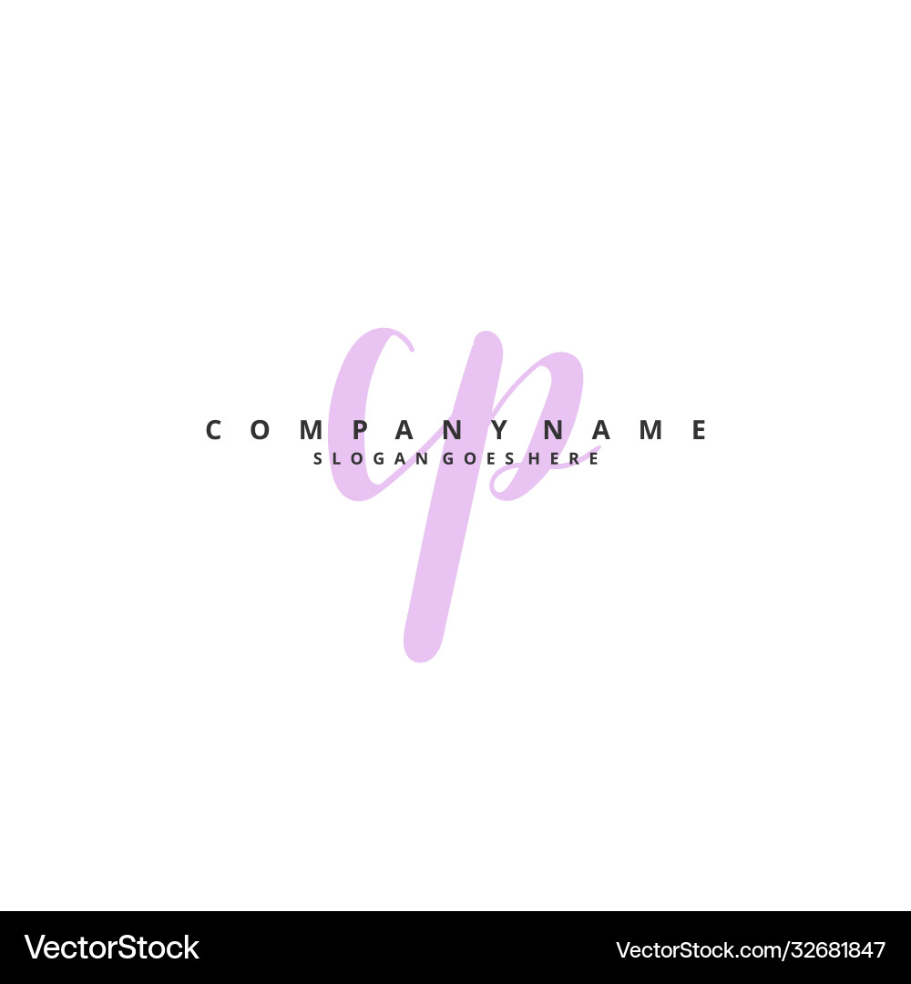 C p cp initial handwriting and signature logo C p cp initial handwriting and signature logo vector image