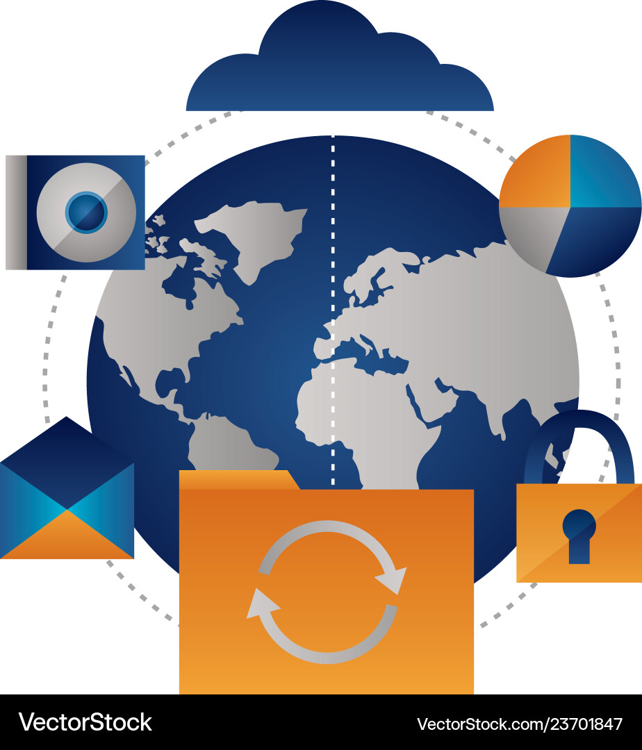 Cloud computing world folder refresh vector image