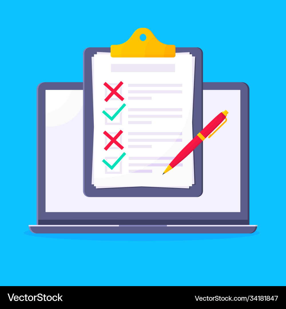 Complete checklist with check marks tick and x Complete checklist with check marks tick and x vector image