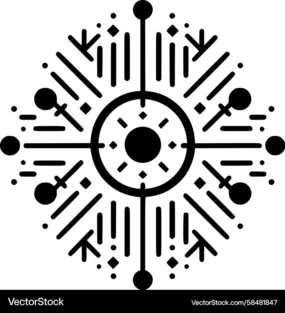 Complex Network Icon - Circular Connection Vector Image