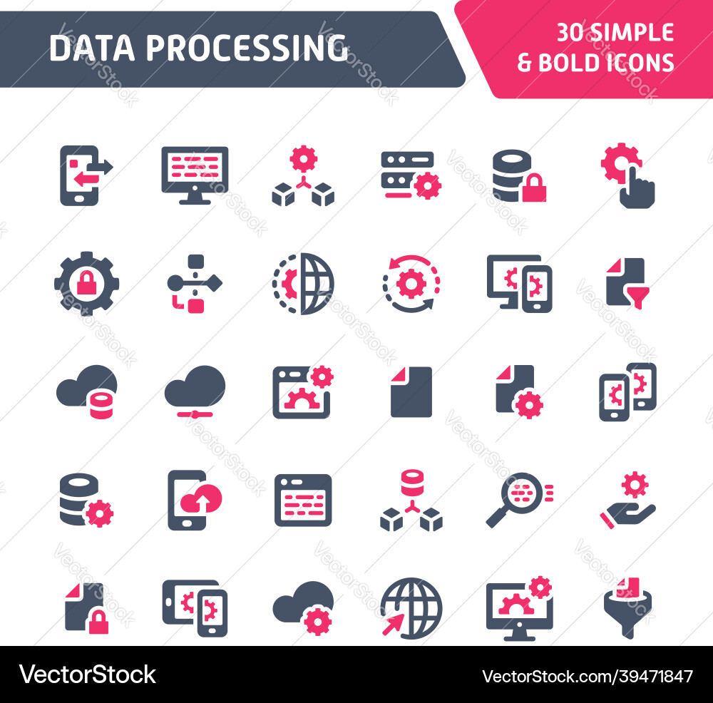 Data processing icon set Data processing icon set vector image
