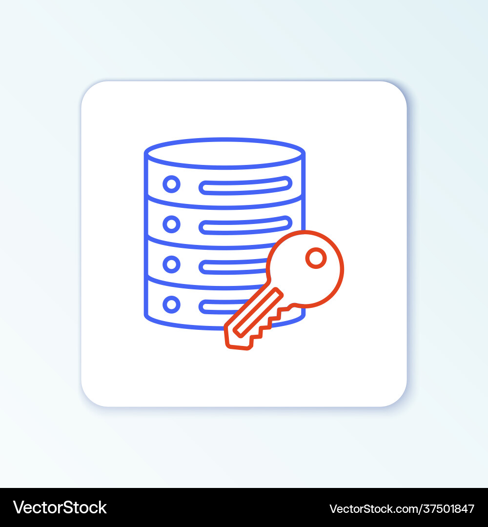 Line server security with key icon isolated Line server security with key icon isolated Vector Image