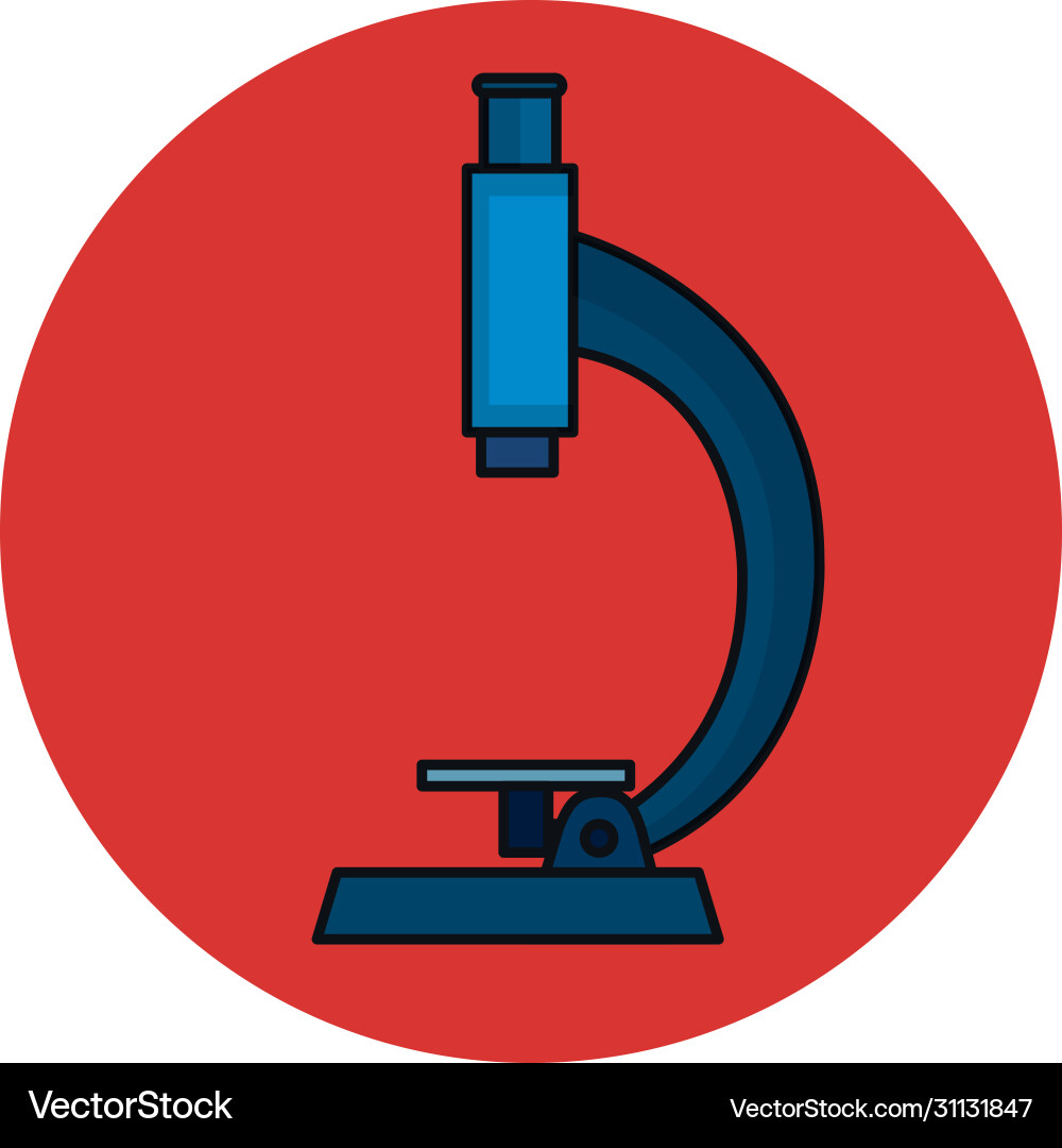 Microscope laboratory in frame circular Microscope laboratory in frame circular vector image