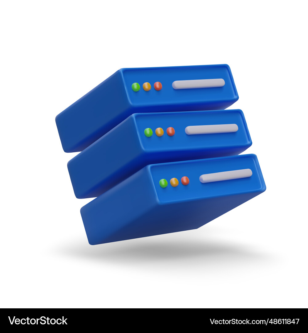 Realistic rack server system side view safe Vector Image