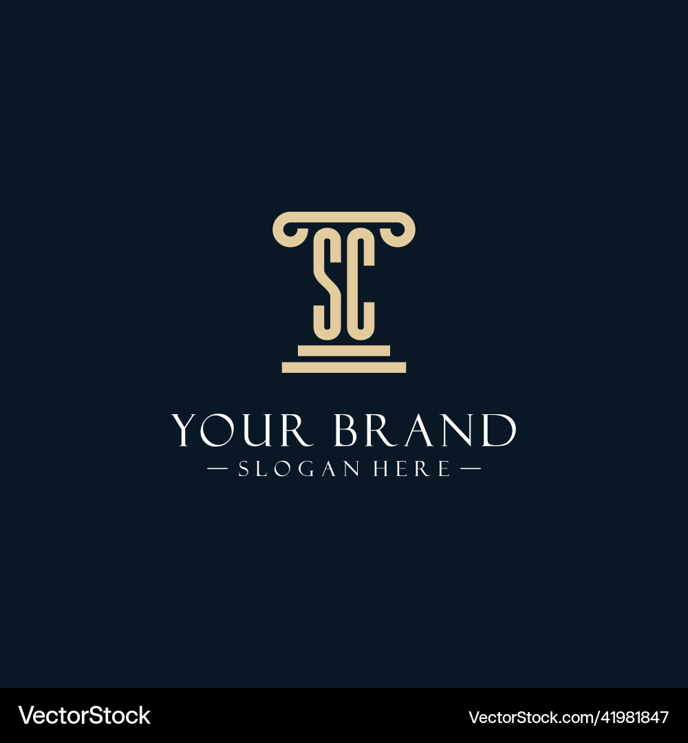 Sc initial monogram logos with pillar shapes style Sc initial monogram logos with pillar shapes style Vector Image