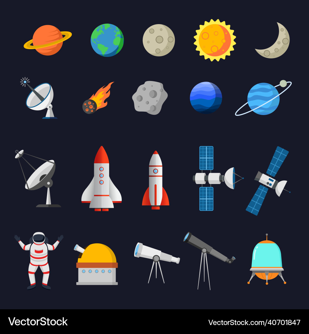 Set of space objects collection Vector Image
