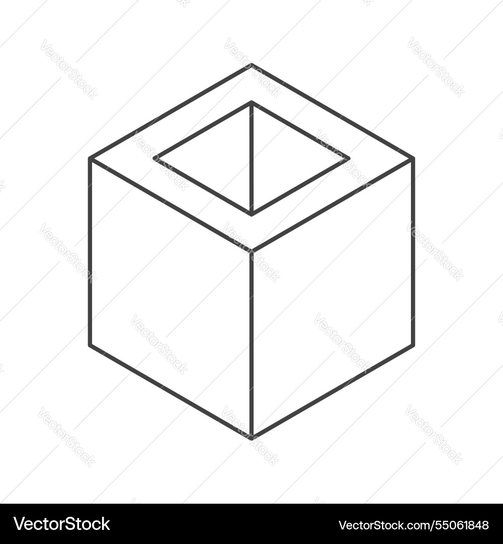 Abstract isometric cube with a pyramidshaped void Abstract isometric cube with a pyramidshaped void vector image