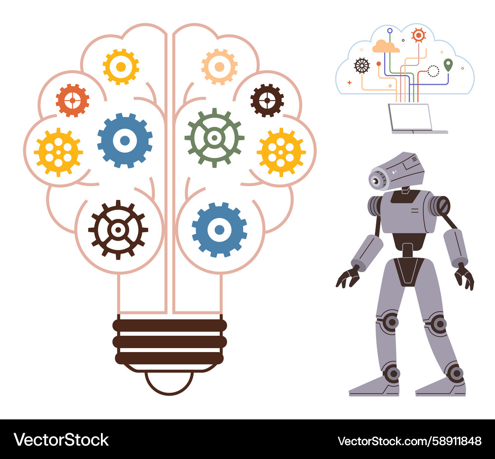 Artificial intelligence concept with robot brain Vector Image