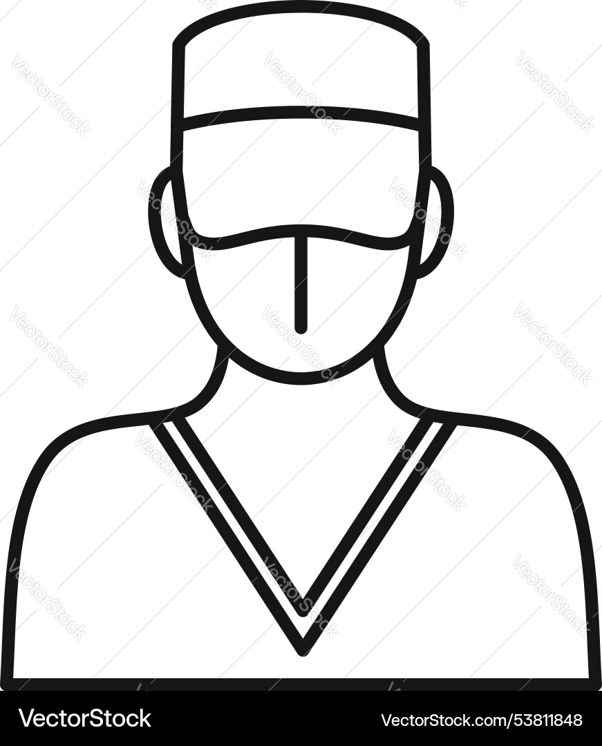 Arzt trägt medizinische Maske und Kap Linie Icon Arzt trägt medizinische Maske und Kap Linie Icon vektorbild