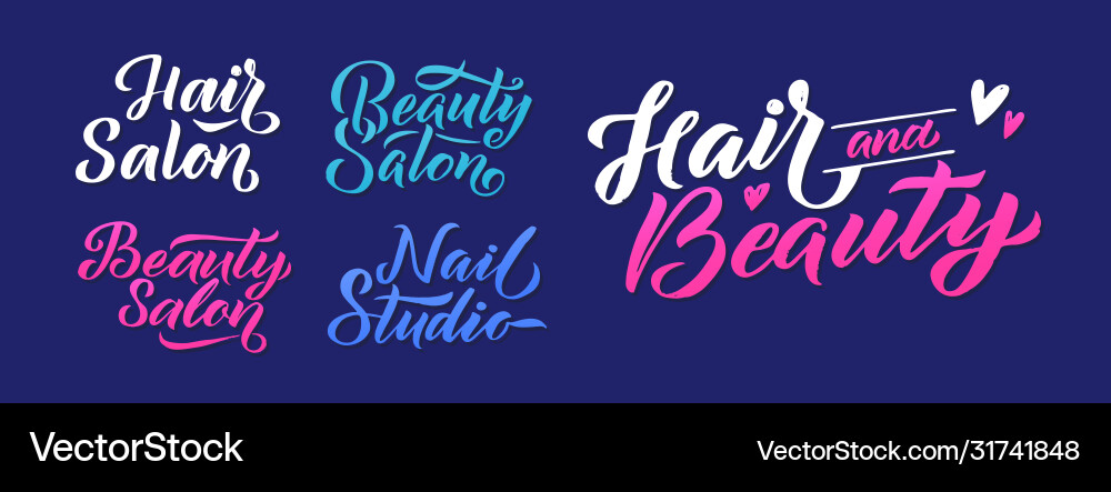 Beauty salon logo design cards hair Beauty salon logo design cards hair vector image