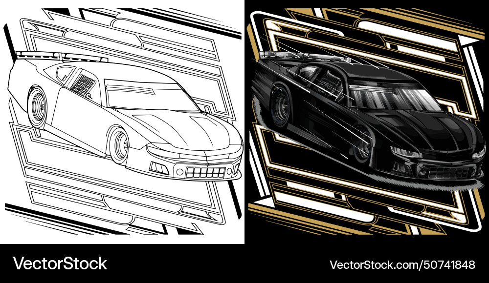 Black drag racing car with brown strip Royalty Free Vector