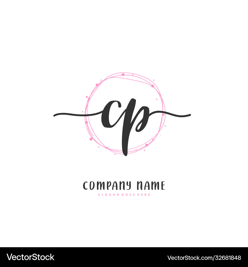 C p cp initial handwriting and signature logo C p cp initial handwriting and signature logo vector image