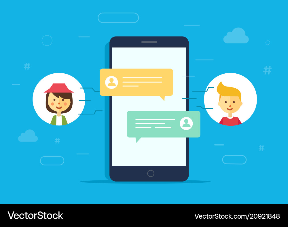 Chat-Nachrichten Benachrichtigung auf Smartphone Chat-Nachrichten Benachrichtigung auf Smartphone vektorbild
