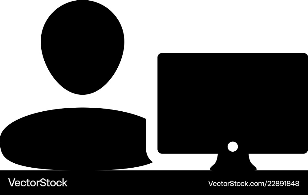 Coder-Symbol männlicher Benutzer mit Computermonitor Coder-Symbol männlicher Benutzer mit Computermonitor vektorbild