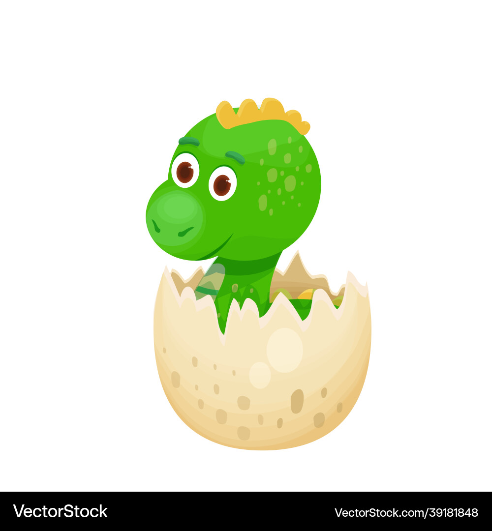 Cute dinosaur baby in egg hatching cartoon vector image