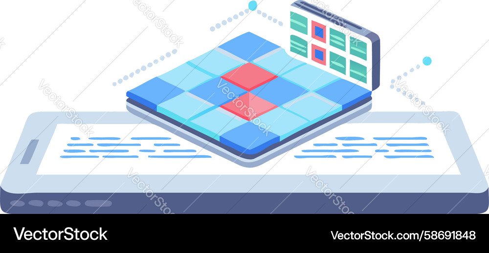 Digital tablet displaying abstract data grid Vector Image