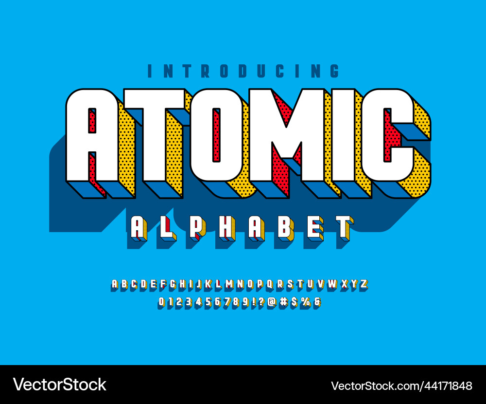 Dynamic 3D Alphabet Font vector image