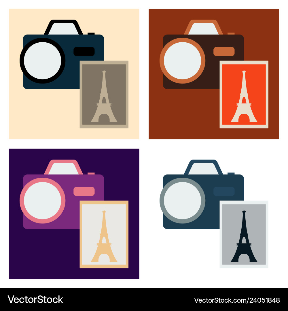 Eiffel tower with photo camera Vector Image