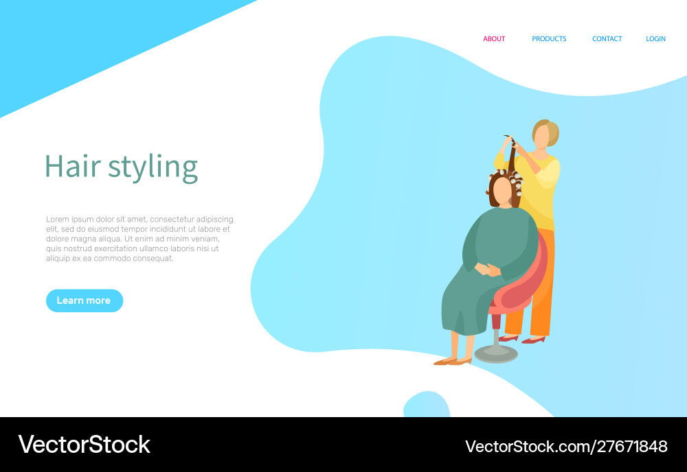 Hair styling screen website hairdresser Hair styling screen website hairdresser vector image