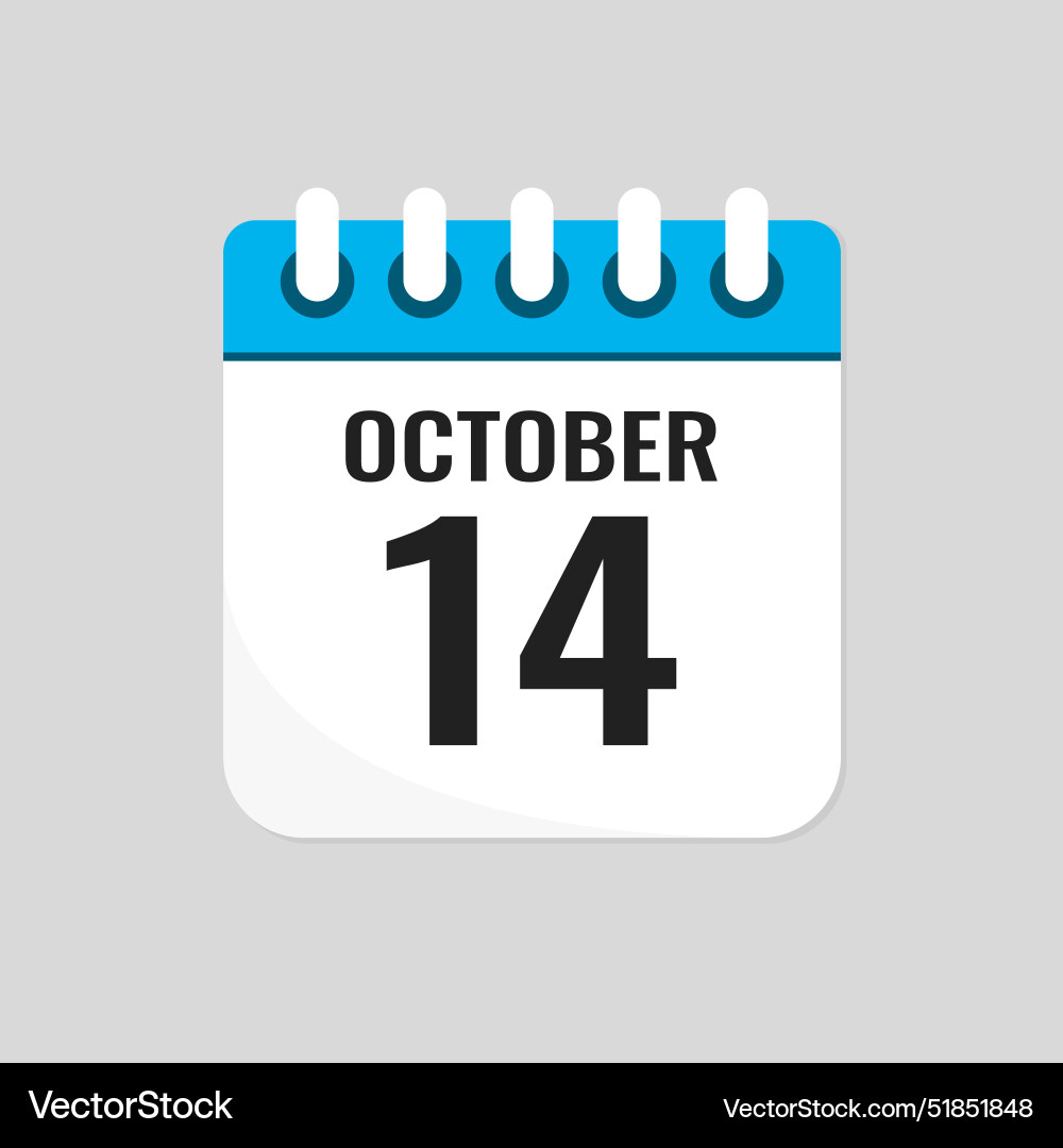 Icon page calendar day - 14 october Icon page calendar day - 14 october vector image