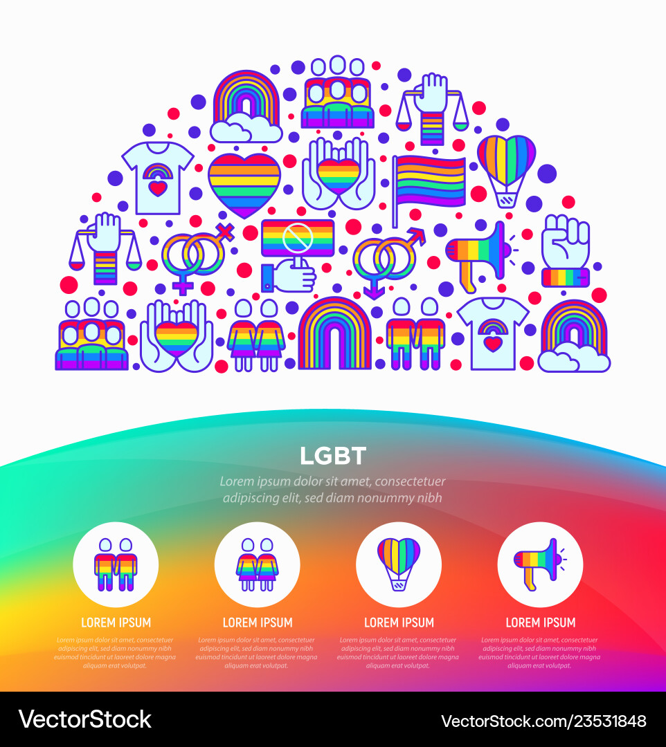 Lgbt concept in half circle with thin line icons Lgbt concept in half circle with thin line icons vector image