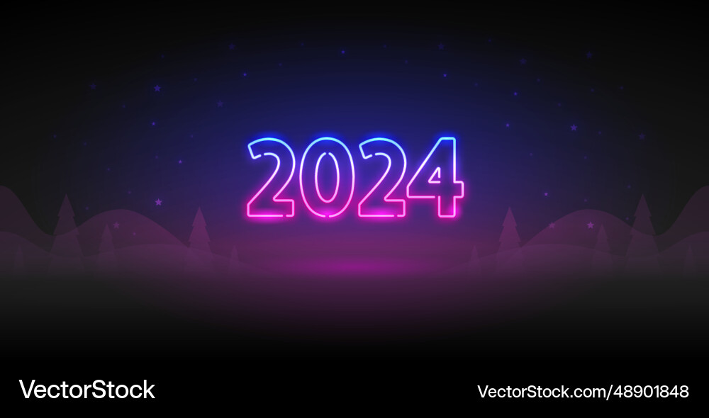 New year 2024 neon clip art New year 2024 neon clip art vector image