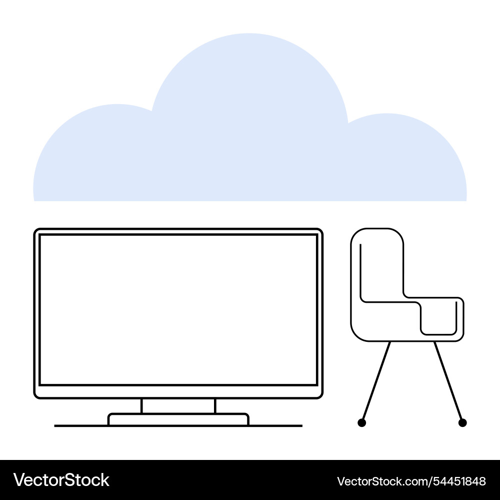 Office setup with computer monitor modern chair Office setup with computer monitor modern chair vector image