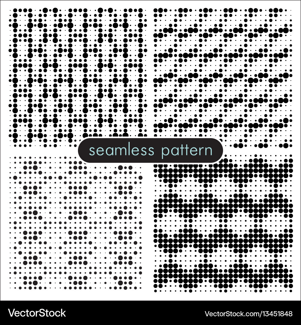 Seamless patterns with halftone dots 1 vector image