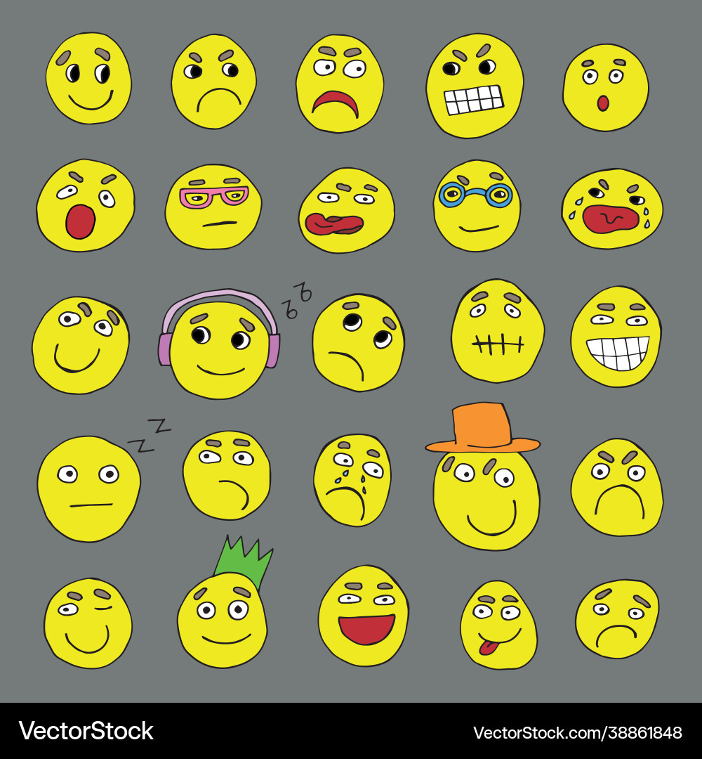 Set faces with different emotions Set faces with different emotions vector image