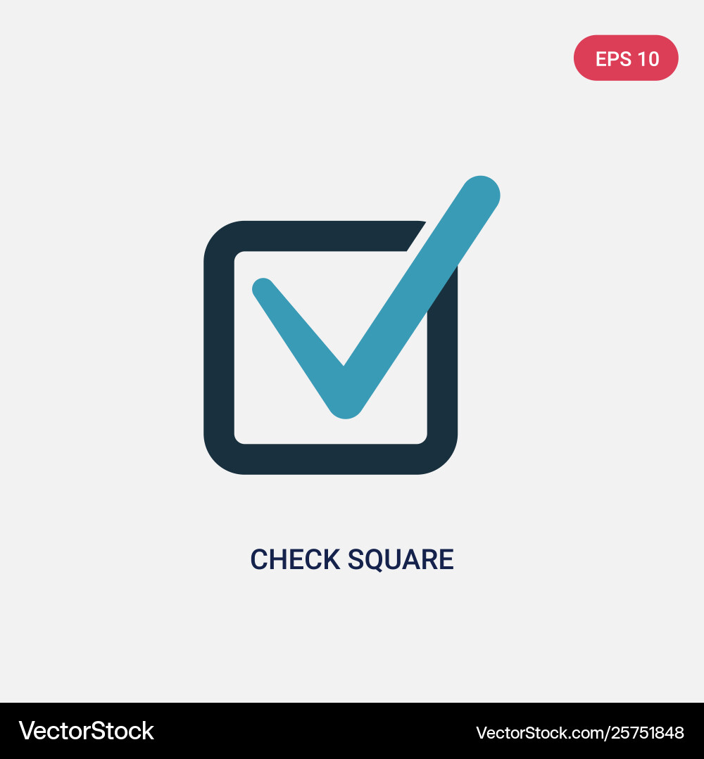 Two color check square icon from user interface vector image