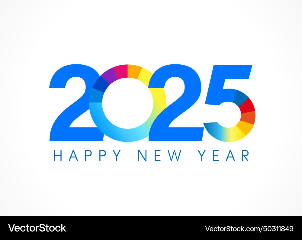 2025 happy new year colored chart logo Royalty Free Vector