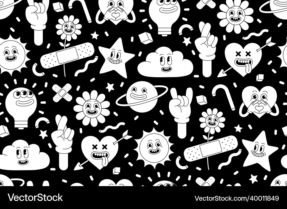 Cartoon characters background seamless pattern Cartoon characters background seamless pattern vector image