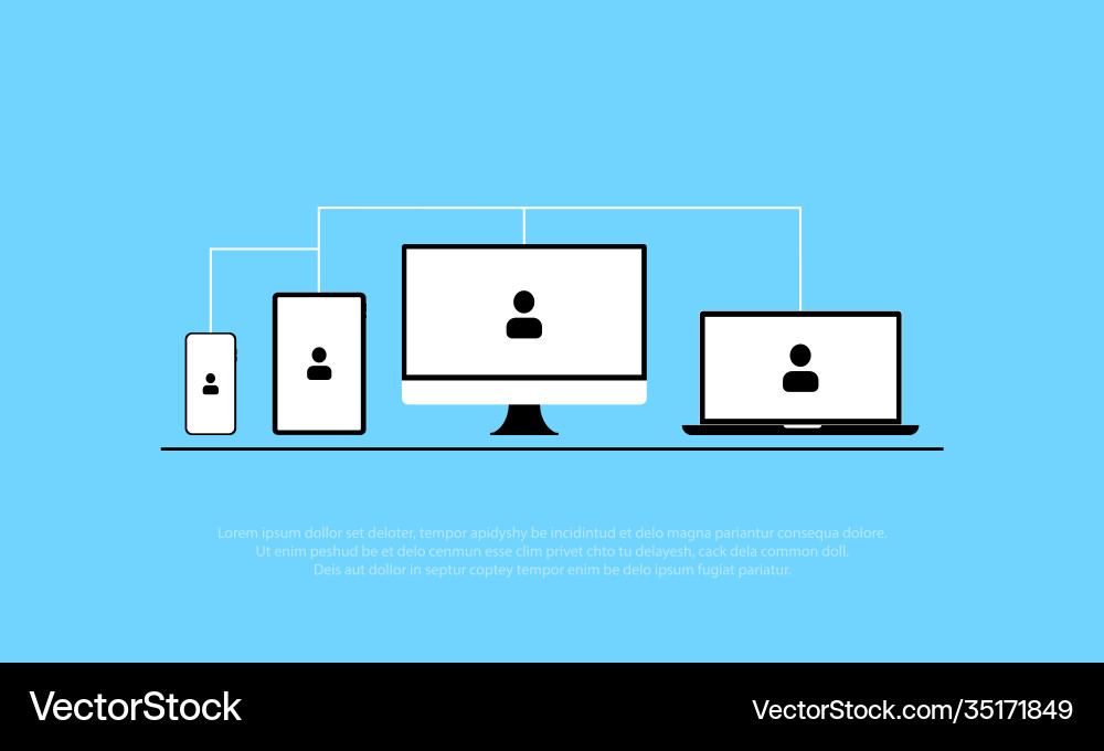 Cross platform software synchronized devices Vector Image